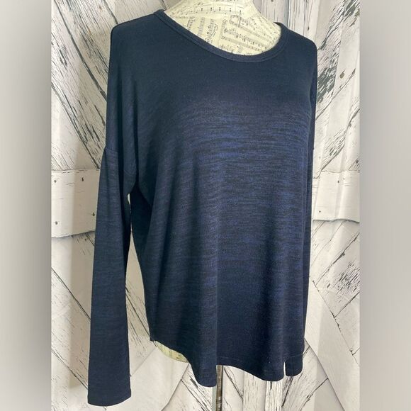 Rag & Bone Black/Blue Dolman Sleeve High Low Sweater M - Picture 2 of 8